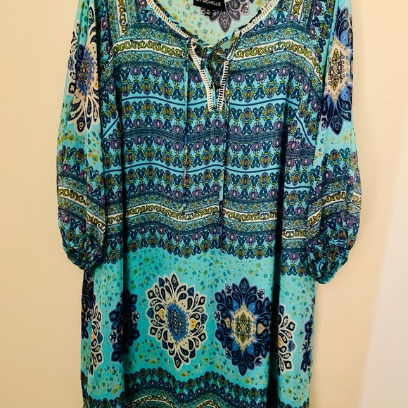 My Michelle Other - My Michelle Blue 3/4 Sleeve Tie Front Coverup
